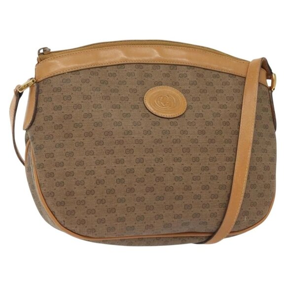 GUCCI Micro GG Supreme Shoulder Bag PVC Beige Gold Auth ki5912 - Picture 1 of 16